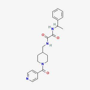 molecular formula C22H26N4O3 B2688464 N1-((1-isonicotinoylpiperidin-4-yl)methyl)-N2-(1-phenylethyl)oxalamide CAS No. 1396712-58-5