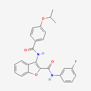 molecular formula C25H21FN2O4 B2688469 N-(3-fluorophenyl)-3-(4-isopropoxybenzamido)benzofuran-2-carboxamide CAS No. 847407-53-8