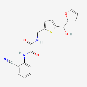 molecular formula C19H15N3O4S B2688494 N1-(2-cyanophenyl)-N2-((5-(furan-2-yl(hydroxy)methyl)thiophen-2-yl)methyl)oxalamide CAS No. 1795298-31-5