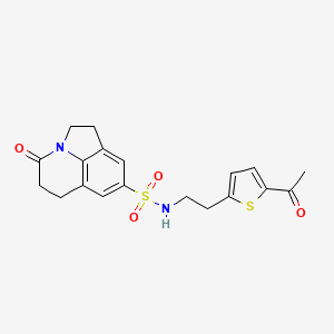 molecular formula C19H20N2O4S2 B2688498 N-(2-(5-acetylthiophen-2-yl)ethyl)-4-oxo-2,4,5,6-tetrahydro-1H-pyrrolo[3,2,1-ij]quinoline-8-sulfonamide CAS No. 2034340-46-8