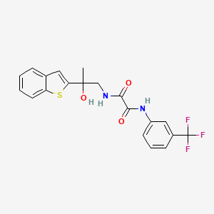 molecular formula C20H17F3N2O3S B2688516 N-[2-(1-benzothiophen-2-yl)-2-hydroxypropyl]-N'-[3-(trifluoromethyl)phenyl]ethanediamide CAS No. 2034569-63-4
