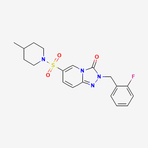 molecular formula C19H21FN4O3S B2688542 2-[(2-fluorophenyl)methyl]-6-[(4-methylpiperidin-1-yl)sulfonyl]-2H,3H-[1,2,4]triazolo[4,3-a]pyridin-3-one CAS No. 1251594-03-2