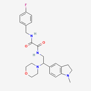 molecular formula C24H29FN4O3 B2688563 N1-(4-fluorobenzyl)-N2-(2-(1-methylindolin-5-yl)-2-morpholinoethyl)oxalamide CAS No. 922067-55-8