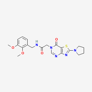 molecular formula C20H23N5O4S B2688607 N-[(2,3-dimethoxyphenyl)methyl]-2-[7-oxo-2-(pyrrolidin-1-yl)-6H,7H-[1,3]thiazolo[4,5-d]pyrimidin-6-yl]acetamide CAS No. 1223829-19-3