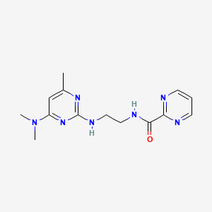 molecular formula C14H19N7O B2688624 N-(2-((4-(dimethylamino)-6-methylpyrimidin-2-yl)amino)ethyl)pyrimidine-2-carboxamide CAS No. 1251610-18-0