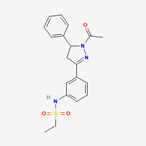 molecular formula C19H21N3O3S B2688630 N-[3-(1-acetyl-5-phenyl-4,5-dihydro-1H-pyrazol-3-yl)phenyl]ethane-1-sulfonamide CAS No. 852141-55-0