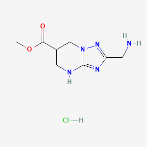 molecular formula C8H14ClN5O2 B2688680 methyl2-(aminomethyl)-4H,5H,6H,7H-[1,2,4]triazolo[1,5-a]pyrimidine-6-carboxylatehydrochloride CAS No. 2503209-05-8