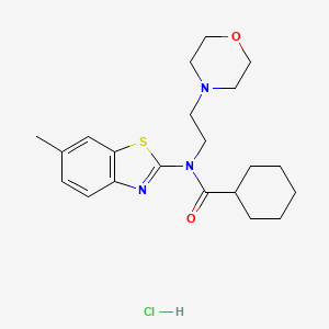 molecular formula C21H30ClN3O2S B2688682 N-(6-methylbenzo[d]thiazol-2-yl)-N-(2-morpholinoethyl)cyclohexanecarboxamide hydrochloride CAS No. 1215412-94-4