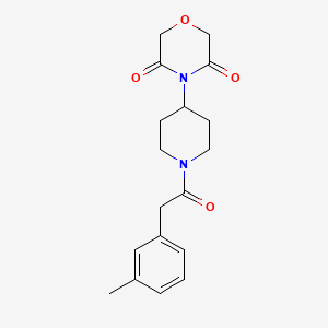 molecular formula C18H22N2O4 B2688707 4-(1-(2-(m-Tolyl)acetyl)piperidin-4-yl)morpholine-3,5-dione CAS No. 2034467-00-8
