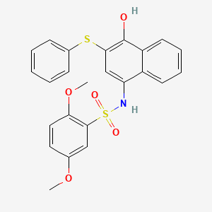 molecular formula C24H21NO5S2 B2688738 N-[4-hydroxy-3-(phenylsulfanyl)naphthalen-1-yl]-2,5-dimethoxybenzene-1-sulfonamide CAS No. 865613-70-3