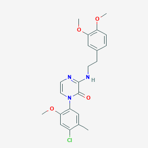 molecular formula C22H24ClN3O4 B2688757 1-(4-chloro-2-methoxy-5-methylphenyl)-3-{[2-(3,4-dimethoxyphenyl)ethyl]amino}-1,2-dihydropyrazin-2-one CAS No. 900000-12-6