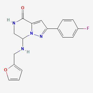 molecular formula C17H15FN4O2 B2688767 2-(4-fluorophenyl)-7-[(2-furylmethyl)amino]-6,7-dihydropyrazolo[1,5-a]pyrazin-4(5H)-one CAS No. 2108328-63-6