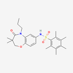 molecular formula C25H34N2O4S B2688791 N-(3,3-dimethyl-4-oxo-5-propyl-2,3,4,5-tetrahydrobenzo[b][1,4]oxazepin-7-yl)-2,3,4,5,6-pentamethylbenzenesulfonamide CAS No. 921914-51-4