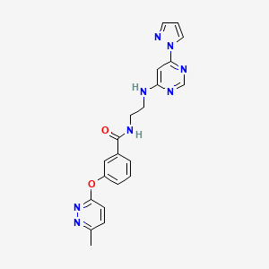 N-(2-((6-(1H-pyrazol-1-yl)pyrimidin-4-yl)amino)ethyl)-3-((6-methylpyridazin-3-yl)oxy)benzamide