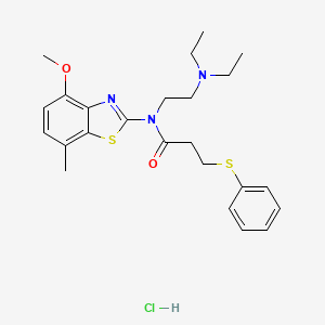 molecular formula C24H32ClN3O2S2 B2688962 N-(2-(diethylamino)ethyl)-N-(4-methoxy-7-methylbenzo[d]thiazol-2-yl)-3-(phenylthio)propanamide hydrochloride CAS No. 1216919-76-4