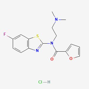 molecular formula C16H17ClFN3O2S B2689009 N-(2-(dimethylamino)ethyl)-N-(6-fluorobenzo[d]thiazol-2-yl)furan-2-carboxamide hydrochloride CAS No. 1216809-62-9