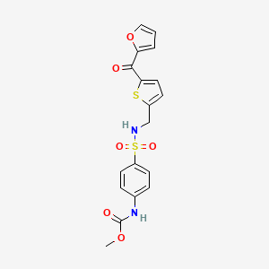 molecular formula C18H16N2O6S2 B2689028 methyl (4-(N-((5-(furan-2-carbonyl)thiophen-2-yl)methyl)sulfamoyl)phenyl)carbamate CAS No. 1797615-86-1