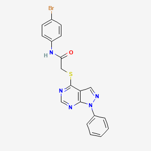 molecular formula C19H14BrN5OS B2689141 N-(4-bromophenyl)-2-((1-phenyl-1H-pyrazolo[3,4-d]pyrimidin-4-yl)thio)acetamide CAS No. 573947-92-9