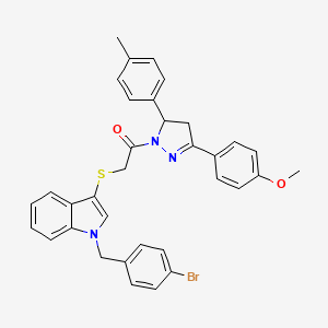 2-((1-(4-bromobenzyl)-1H-indol-3-yl)thio)-1-(3-(4-methoxyphenyl)-5-(p-tolyl)-4,5-dihydro-1H-pyrazol-1-yl)ethanone
