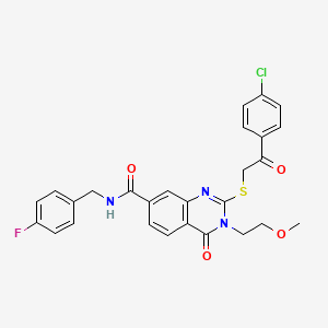 2-((2-(4-chlorophenyl)-2-oxoethyl)thio)-N-(4-fluorobenzyl)-3-(2-methoxyethyl)-4-oxo-3,4-dihydroquinazoline-7-carboxamide