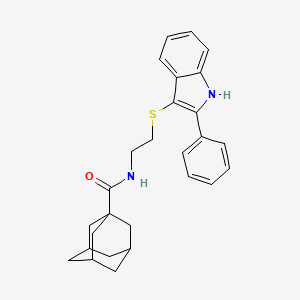 N-[2-[(2-phenyl-1H-indol-3-yl)sulfanyl]ethyl]adamantane-1-carboxamide