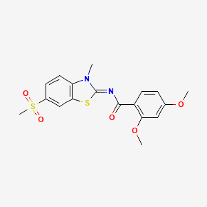 molecular formula C18H18N2O5S2 B2689214 N-[(2Z)-6-methanesulfonyl-3-methyl-2,3-dihydro-1,3-benzothiazol-2-ylidene]-2,4-dimethoxybenzamide CAS No. 683237-56-1