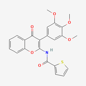 molecular formula C23H19NO6S B2689239 N-[4-oxo-3-(3,4,5-trimethoxyphenyl)-4H-chromen-2-yl]thiophene-2-carboxamide CAS No. 883953-46-6