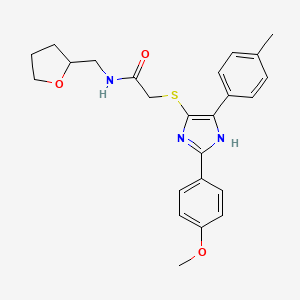 2-((2-(4-methoxyphenyl)-5-(p-tolyl)-1H-imidazol-4-yl)thio)-N-((tetrahydrofuran-2-yl)methyl)acetamide