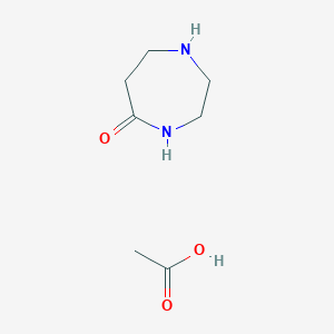 molecular formula C7H14N2O3 B2689317 1,4-Diazepan-5-one; acetic acid CAS No. 190900-20-0; 34376-54-0