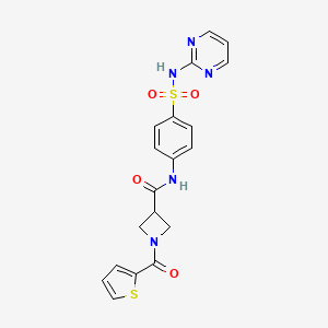 molecular formula C19H17N5O4S2 B2689331 N-(4-(N-(pyrimidin-2-yl)sulfamoyl)phenyl)-1-(thiophene-2-carbonyl)azetidine-3-carboxamide CAS No. 1448067-41-1