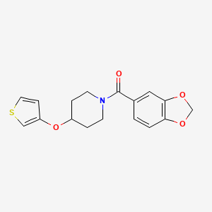 molecular formula C17H17NO4S B2689340 Benzo[d][1,3]dioxol-5-yl(4-(thiophen-3-yloxy)piperidin-1-yl)methanone CAS No. 2034302-08-2