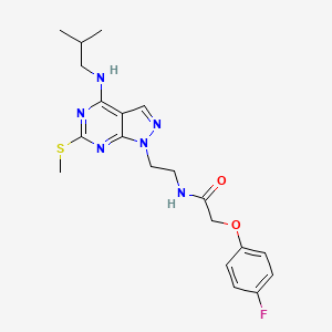molecular formula C20H25FN6O2S B2689346 2-(4-fluorophenoxy)-N-(2-(4-(isobutylamino)-6-(methylthio)-1H-pyrazolo[3,4-d]pyrimidin-1-yl)ethyl)acetamide CAS No. 941948-33-0