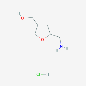molecular formula C6H14ClNO2 B2689375 [5-(Aminomethyl)oxolan-3-yl]methanol;hydrochloride CAS No. 2253639-28-8