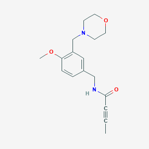 molecular formula C17H22N2O3 B2689382 N-[[4-Methoxy-3-(morpholin-4-ylmethyl)phenyl]methyl]but-2-ynamide CAS No. 2411218-76-1