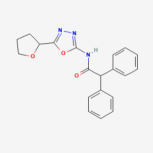 molecular formula C20H19N3O3 B2689385 N-[5-(oxolan-2-yl)-1,3,4-oxadiazol-2-yl]-2,2-diphenylacetamide CAS No. 921586-31-4