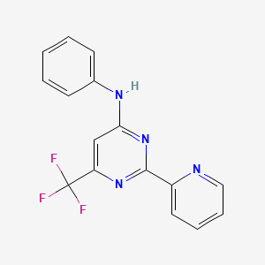 molecular formula C16H11F3N4 B2689394 N-phenyl-2-(2-pyridinyl)-6-(trifluoromethyl)-4-pyrimidinamine CAS No. 338754-31-7