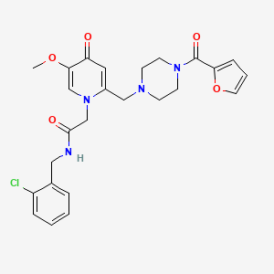 molecular formula C25H27ClN4O5 B2689399 N-(2-chlorobenzyl)-2-(2-((4-(furan-2-carbonyl)piperazin-1-yl)methyl)-5-methoxy-4-oxopyridin-1(4H)-yl)acetamide CAS No. 921462-85-3