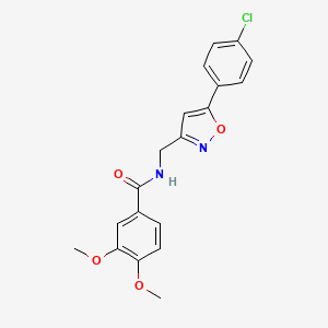 molecular formula C19H17ClN2O4 B2689440 N-((5-(4-chlorophenyl)isoxazol-3-yl)methyl)-3,4-dimethoxybenzamide CAS No. 946340-77-8