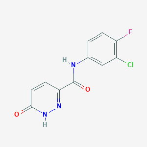 molecular formula C11H7ClFN3O2 B2689441 N-(3-chloro-4-fluorophenyl)-6-oxo-1,6-dihydropyridazine-3-carboxamide CAS No. 736186-76-8