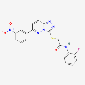 molecular formula C19H13FN6O3S B2689450 N-(2-fluorophenyl)-2-((6-(3-nitrophenyl)-[1,2,4]triazolo[4,3-b]pyridazin-3-yl)thio)acetamide CAS No. 891121-87-2