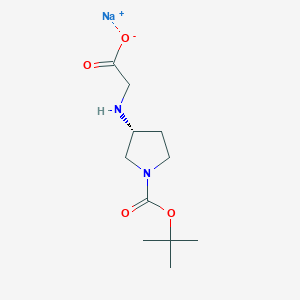 molecular formula C11H19N2NaO4 B2689512 sodium2-{[(3R)-1-[(tert-butoxy)carbonyl]pyrrolidin-3-yl]amino}acetate CAS No. 2377004-61-8