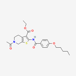 molecular formula C24H30N2O5S B2689526 ethyl 6-acetyl-2-[4-(pentyloxy)benzamido]-4H,5H,6H,7H-thieno[2,3-c]pyridine-3-carboxylate CAS No. 920468-11-7