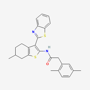 molecular formula C26H26N2OS2 B2689535 N-[3-(1,3-benzothiazol-2-yl)-6-methyl-4,5,6,7-tetrahydro-1-benzothiophen-2-yl]-2-(2,5-dimethylphenyl)acetamide CAS No. 921511-92-4