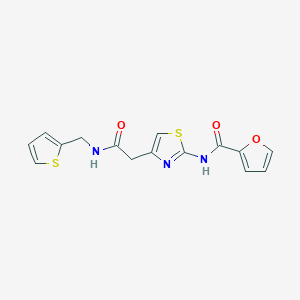 molecular formula C15H13N3O3S2 B2689568 N-[4-({[(thiophen-2-yl)methyl]carbamoyl}methyl)-1,3-thiazol-2-yl]furan-2-carboxamide CAS No. 923202-54-4
