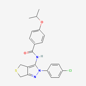 molecular formula C21H20ClN3O2S B2689590 N-(2-(4-chlorophenyl)-4,6-dihydro-2H-thieno[3,4-c]pyrazol-3-yl)-4-isopropoxybenzamide CAS No. 476459-09-3