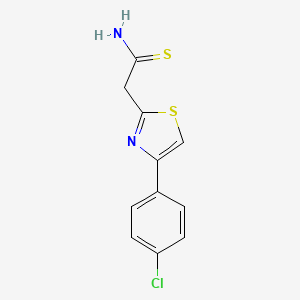 molecular formula C11H9ClN2S2 B2689591 2-[4-(4-chlorophenyl)-1,3-thiazol-2-yl]ethanethioamide CAS No. 361373-09-3