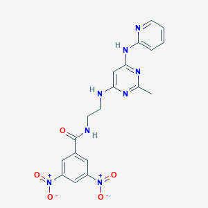 molecular formula C19H18N8O5 B2689649 N-[2-({2-methyl-6-[(pyridin-2-yl)amino]pyrimidin-4-yl}amino)ethyl]-3,5-dinitrobenzamide CAS No. 2379993-33-4