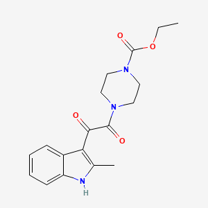 molecular formula C18H21N3O4 B2689673 ethyl 4-[2-(2-methyl-1H-indol-3-yl)-2-oxoacetyl]piperazine-1-carboxylate 