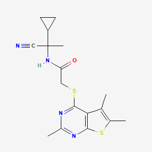 molecular formula C17H20N4OS2 B2689675 N-(1-Cyano-1-cyclopropylethyl)-2-((2,5,6-trimethylthieno[2,3-d]pyrimidin-4-yl)thio)acetamide CAS No. 849057-27-8