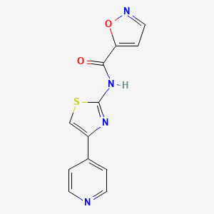 molecular formula C12H8N4O2S B2689722 N-[4-(pyridin-4-yl)-1,3-thiazol-2-yl]-1,2-oxazole-5-carboxamide CAS No. 941913-78-6